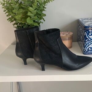 Clarks Black Patterned Ankle Boots